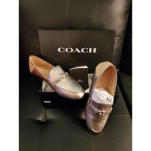 Coach Helena Loafer Metallic Platinum Champagne 8b